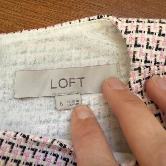 LOFT Tweed Pencil Dress, Pink and Black Size 6 - Picture 5 of 9